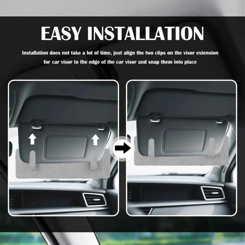 Elastic Sun Visor Extender With Built In Sunglass Holder And Double Clip For Cars Anti Glare Shield installation example