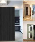Concealed Sliding Barn Door Hardware Kit With 59.05 Inch Track installed in different room settings showcasing floating wall mount.