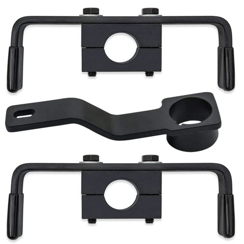 3-piece black metal crankshaft positioning and camshaft holding tool kit with clamp blocks and curved lever