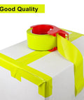 Heavy Duty Light Yellow Packing Tape Refills, 2.5 Mil Thick, sealing a box with tape dispenser