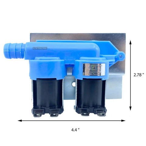 Water Inlet Valve Replacement For Washing Machines WH13X10023, exact fit for GE General Electric units, 4.4" x 2.78" size.