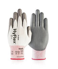 HyFlex 11-644 Cut-Resistant Work Gloves, white and grey, ergonomic fit, low palm weight, XL size, front and back view