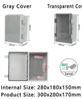 IP66 Waterproof Junction Box Enclosure With Gray And Transparent ABS Plastic Cover For Outdoor Electrical Distribution Projects, 300x200x170mm