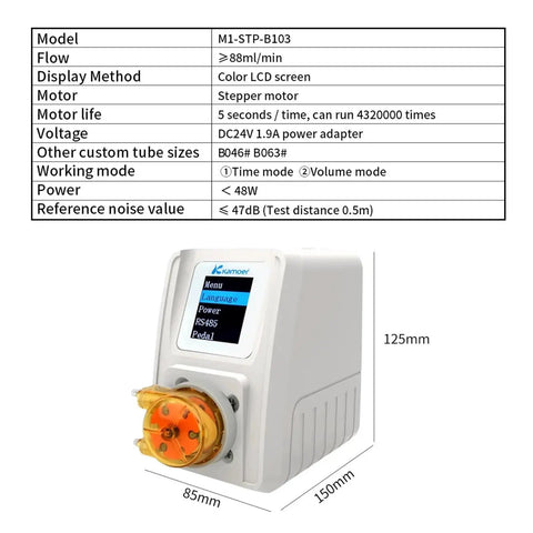 Adjustable Peristaltic Dosing Pump 88Ml Min For Lab And Aquarium Use Stepper Motor With Lcd Display Precise Fluid Control Diaphragm Mechanism Reliable Performance Smooth Operation Easy To Monitor Flow Rates For Various Chemical Applications And Aquatic