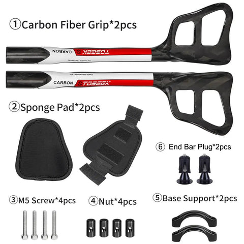 Ultra Lightweight 12K Glossy Carbon TT Rest Bar For Road And MTB Bikes with 31.8mm clamps, full carbon build, red.