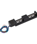Linear slide stage actuator with NEMA 11 motor, black metal rail, 100 mm travel, T6x1 lead screw
