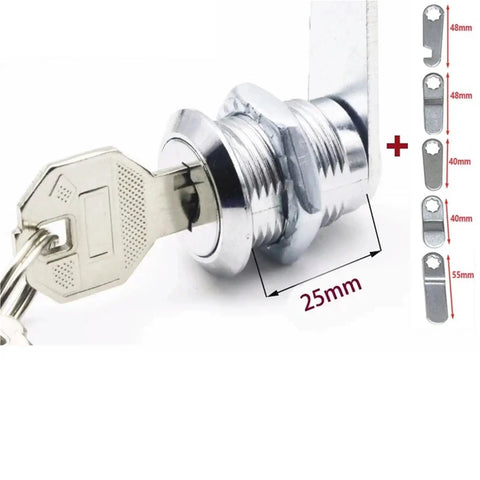 Cabinet Cam Lock With Two Keys For Tool Box Locker Drawer And Furniture Doors 25mm HJ05 Heavy Duty Locking Latch key detail