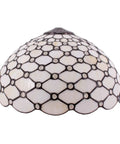 Tiffany Pendant Light Fixture Cream Amber Bead Stained Glass 16 Inch Wide Hanging Lamp with antique bronze finish.