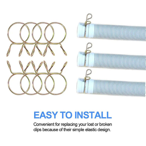 DIY Friendly 290 Piece Hose Clamp Set For Fuel Lines, spring clips, clamps, and hoses displayed for installation.