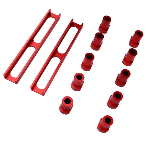 Aluminum Alloy Bench Dogs Set For Woodworking, 10 Pieces, Non Slip Workbench Stops, 20mm Diameter For Desktop, 2 Red Base Clamps