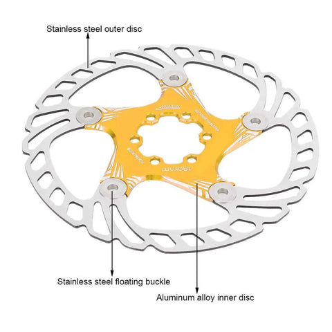 Straight Fire Mountain Bike Disc Brake Pads 180Mm Five Nail Design Hydraulic Mechanical Compatible stainless steel outer disc and aluminum alloy inner disc.