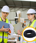 Front view of WEBEEDY black graphite compression packing rope, 0.24 in diameter, 5.5 yd long for pump glands or valve stems