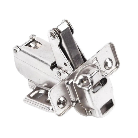 Rotating Concealed Cabinet Hinges with Screws, 165 Degree Corner Fold Door Hardware, shown in metal with mounting plate