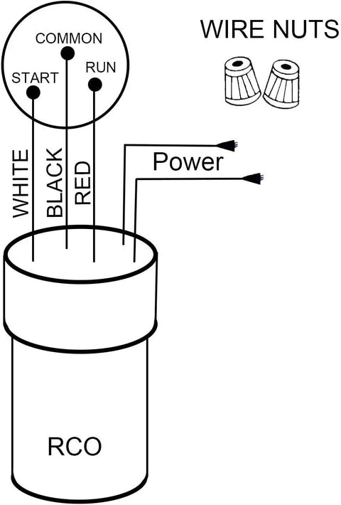 Diagram showing wiring instructions for Three In One Hard Start Kit For Refrigerator Freezer Replaces Start Relay Overload Capacitor 1/12 To 1/5 HP 120V AC