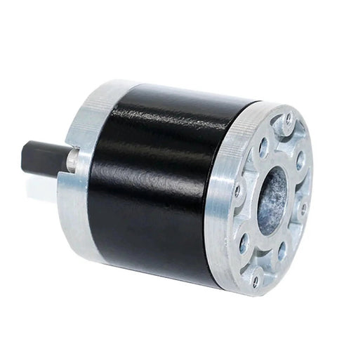 Planetary gearbox reducer, 42mm, black housing with silver mounting flange and output shaft