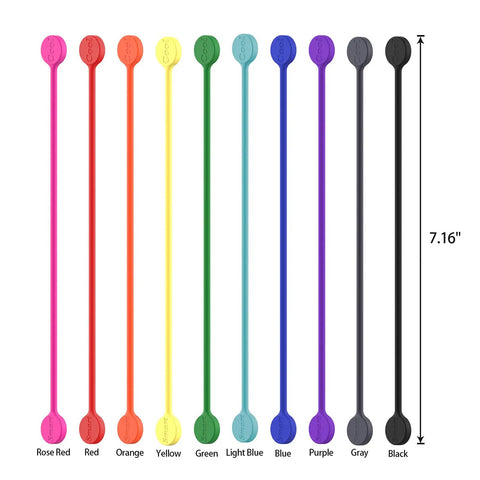 Assorted colors 7.16 inch reusable silicone magnetic cable ties for organizing cables bundling wires and quick DIY fixes