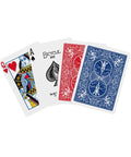 Standard Two Pack Playing Cards In Red And Blue Optimized For Tight Fan And Buttery Smooth Shuffle Heavy Duty Stock Built Like A Tank For Relaxed Handling During Cash Games And Tabletop Hangouts - featuring Queen of Hearts, Ace of Spades, red and blue back designs.