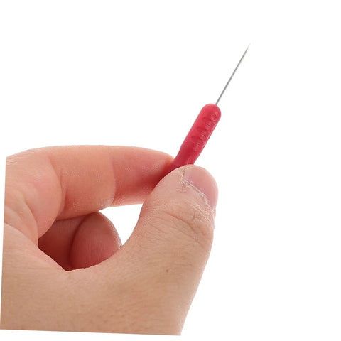 Hand holding red 2 Pack Piercing Test Probes For Digital Multimeters And Wire Testers Pro Grade 0.7 mm Thick Probes With 2 mm Signal Needle.