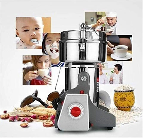Electric Grain Mill Grinder Pulverizer For Powder And Flour, Heavy Duty 1880W Motor, 31,000 RPM, 400g Capacity with background images