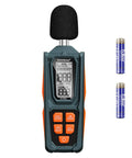 Handy Decibel Meter For Home, Office And Factory, Digital Sound Level Meter With AC Weighting, Reads 30 To 130 dB, Fast And Slow Response, Max And Min Readouts, LCD Screen, Neighbors Noise Checker, Vitality Orange with foam mic and batteries