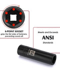 1/2 Inch Drive Deep Impact Socket Set Built Tough With CR-V Steel For Heavy Duty Use, 6-point socket, ANSI standards