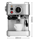 Front view of Automatic Espresso Machine With Milk Frother, 19 Bar Pressure, Stainless Steel Body, and Steam Wand