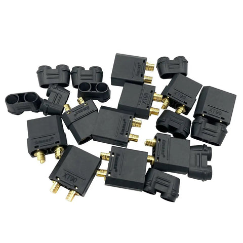 XT90 Bullet Connector Set With Heat Shrink 5 Pairs Male And Female High Current RC Lipo Battery Power Plugs Reusable Up To 1000 Times Durable Nylon