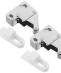 2 Pack Kitchen Cabinet Door Catch Latch, Stainless Steel Roller Lock With Soft Closing, two latches and catches on white background