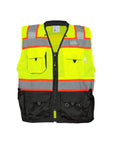 High Viz Safety Vest Lightweight Yet Durable with Reflective Tape Nine Pockets for Construction Large Yellow Green Black