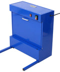 Rugged Bench Parts Cleaner With 14L Tank Capacity And 120V High Flow Pump Kickin Serious Deep Wash Power For Quick Engine Degreasing And Shop Tool Care Blue Finish side view of blue parts washer with controls.