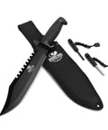 15 Inch Survival Knife With Sharpener And Fire Starter Fixed Blade Bushcraft Knife Razor Sharp Clip Point Stainless Steel