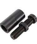 Heavy Duty Adjustable Screw Jacks Set Of Ten Built Tough To Handle The Heaviest Loads Without Breaking A Sweat Dial In Perfect Levels For Machine Tools And Workshop Equipment black threaded jack with cylindrical base and knob.