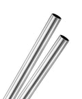 Two silver 316 stainless steel seamless tubes, 5mm outer diameter, 0.5mm wall, 300mm length, close-up view