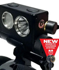 HL-10 Explorer Rechargeable LED Headlamp With 2500 Lumens, close-up of lens and magnetic charging system