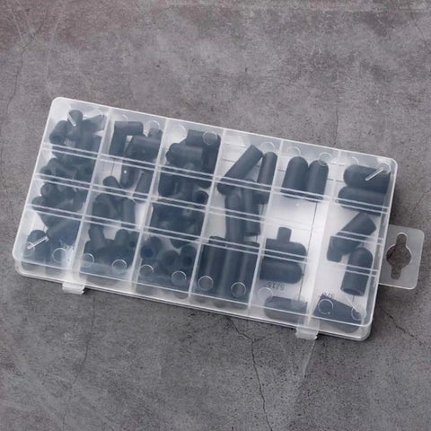 Super Cool 80-Piece Rubber Vacuum Line Cap Assortment With Six Sizes Of Hose Ends For Carburetor Manifold Automotive And High Temp Sealing Blocks For Tough Engine Bay Jobs, organized rubber caps in storage case