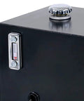 Close-up of 10 Gallon Welded Steel Hydraulic Reservoir Tank 14 Gauge Metal Construction Black Finish with breather cover