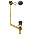 Heavy Duty 17 Gauge Brass Bathtub Drain Assembly Featuring A Tip Toe Drain Closure And Smooth Oil Rubbed Bronze Trim installed with overflow parts.
