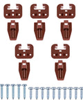 Heavy Duty 5 Pack Drawer Slides In Rich Brown For Silky Smooth Glide On Dressers And Nightstands With Top Shelf Replacement Hardware For No Sweat Fixes And Built Tough Furniture Restoration Projects, set of brown plastic mounts with silver screws.