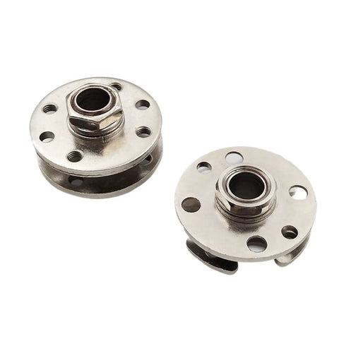 Adjustable torque disk hinge dampers, pair, silver metal with flange mounting holes