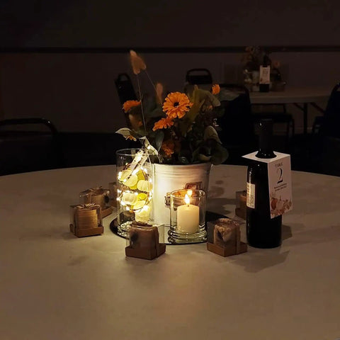 Six Pack Flameless Pillar Candles With 3D Flame, Battery-Operated Real Wax LED Votive Candles, Timer on dining table centerpiece