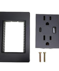 Heavy Duty 3 Prong Wall Outlet With Quick Charge Usb Ports Built Like A Tank polycarbonate faceplate and mounting screws.