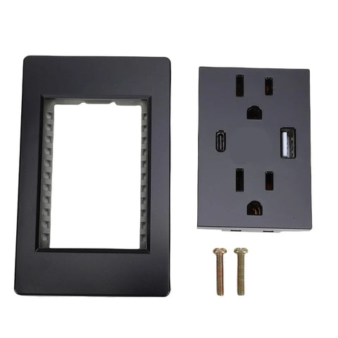 Heavy Duty 3 Prong Wall Outlet With Quick Charge Usb Ports Built Like A Tank polycarbonate faceplate and mounting screws.