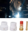 Gas Lens Welding Torch Consumables Cup Electrode Holder And Connector Set For WP 17 18 26, copper and ceramic parts