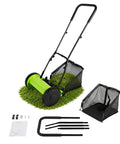 Manual Push Reel Lawn Mower With 12 Inch Cutting Width And 5 Blade System, Walk Behind Garden Mower With Adjustable Height, No Gas No Fumes Eco Friendly Quiet Yard Care For Small Lawns, green with catcher