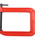 Massive 110mm Jaw G Clamp With Deep Throat For Welding And Woodworking Projects Made From Durable Cast Iron Rust Resistant Orange Finish Heavy Duty C-Clamp For Gluing And Assembly Tasks No Sweat Guarantee.