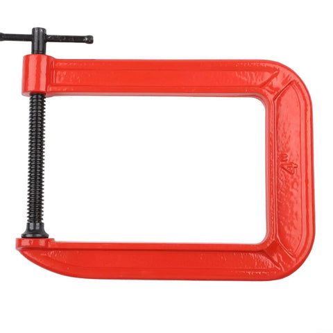 Massive 110mm Jaw G Clamp With Deep Throat For Welding And Woodworking Projects Made From Durable Cast Iron Rust Resistant Orange Finish Heavy Duty C-Clamp For Gluing And Assembly Tasks No Sweat Guarantee.
