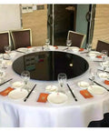 Table set with Rotating Lazy Susan Turntable For Kitchen And Dining Table Black Tempered Glass With Durable Aluminum Base 360 Degree