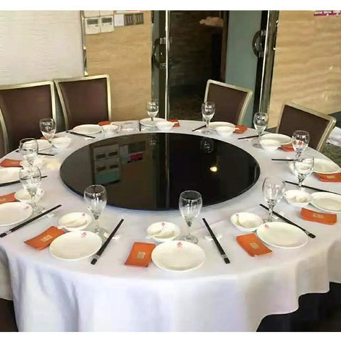 Table set with Rotating Lazy Susan Turntable For Kitchen And Dining Table Black Tempered Glass With Durable Aluminum Base 360 Degree