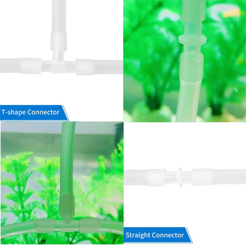 AQUANEAT aquarium airline tubing connectors; clear plastic T- and straight adapters for fish tank air pump (40 pcs)