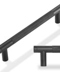 10 Pack 5 Inch Matte Black Kitchen Cabinet Handles Knurled Cabinet Pulls For Cabinets And Drawers Durable Metal Construction Center To Center 5 Inches Overall Length 6.2 Inches Projection 1.3 Inches Corrosion Resistant